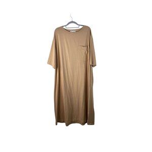 Demy By Demylee Tan Oversized T-Shirt Dress With Pocket Large Cotton Blend L